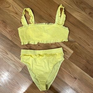 Bright yellow high waisted two piece with ruffles!